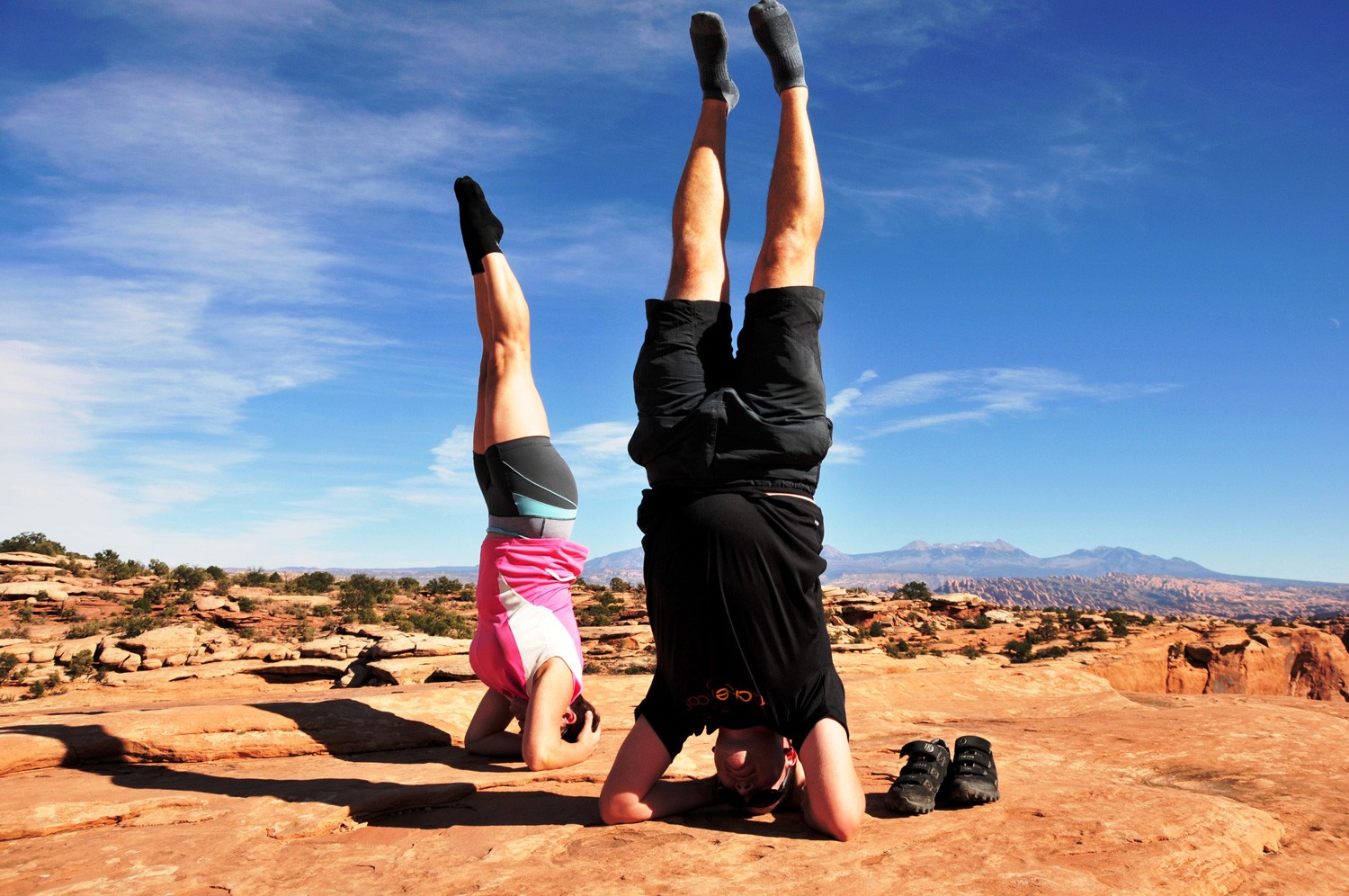 Having fun with yoga on Trek Travel's Moab mountain bike vacation