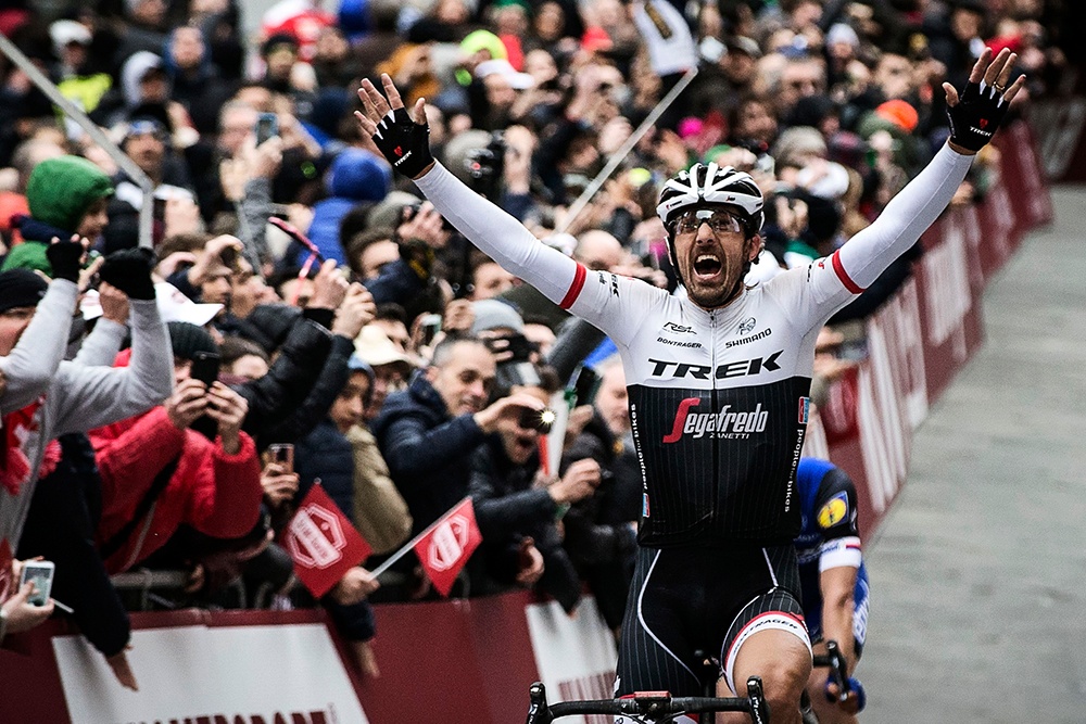 Trek-Segafredo's Fabian Cancellara winning a third Strade Bianche