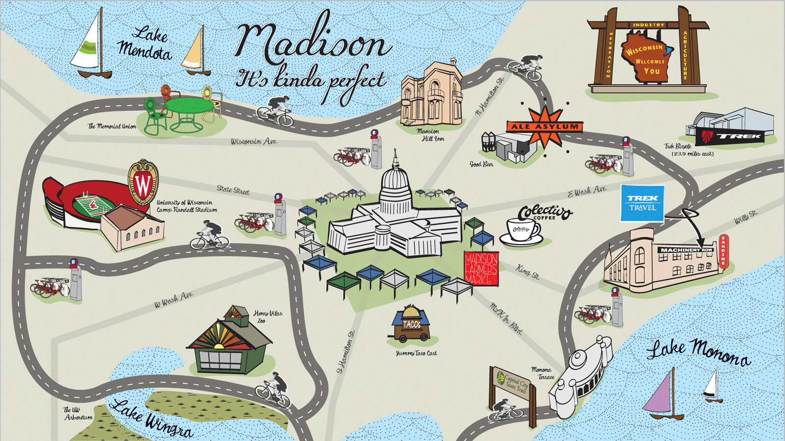Map of Madison, Wisconsin by Trek Travel