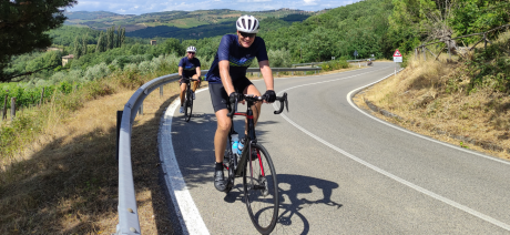 A couple cycling on the Tuscany bike tour