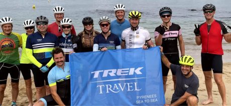 Group on beach on Pyrenees Sea to Sea bike tour