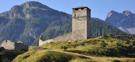Castle ruins in Scuol, Switzerland