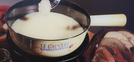 Pot of cheese fondue
