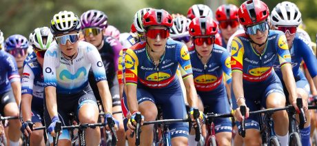 A Lidl-Trek rider racing in the Tour de France Femmes