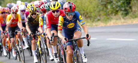 A Lidl-Trek rider racing in the Tour de France Femmes