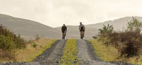 A group of two gravel bikers riding in Scotland.
