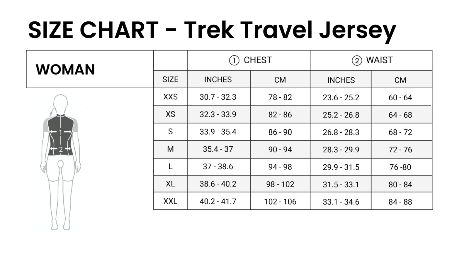 Trek Travel Jersey Sizing Chart